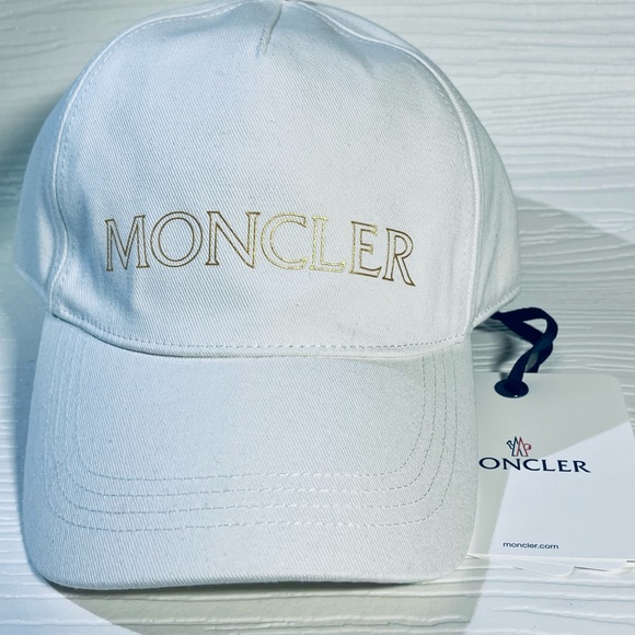 πMONCLERπ«π· Logo Hollow Text Ladies Baseball Cap β22- Natural/White- NW - Picture 7 of 12